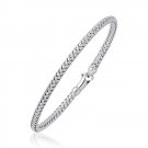 Womens Genuine Bracelet Fancy Weave Bangle in Solid Real 14k White Gold (3.0mm)