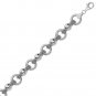Sterling Silver Multi Strand Bead Chain Bracelet with Rings and Rhodium Plating