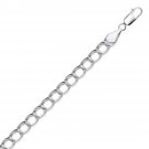 Sterling Silver Small Ridged Circular Chain Bracelet with Rhodium Plating