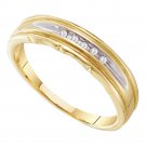 10k Yellow Two-tone Gold Mens Round Channel-set Diamond Wedding Band 1/20 Cttw