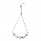 Adjustable Bar-Style Bracelet with Textured Beads in Sterling Silver