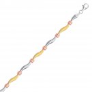 14k Yellow and Rose Gold and Sterling Silver Bracelet with Cube Stations