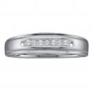 10k White Gold Mens Round Diamond Band Wedding Anniversary Ring 1/12 Ctw
