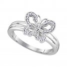 10k Two-tone Gold Round Diamond Butterfly Bug Cluster Fashion Ring 1/8 Ctw