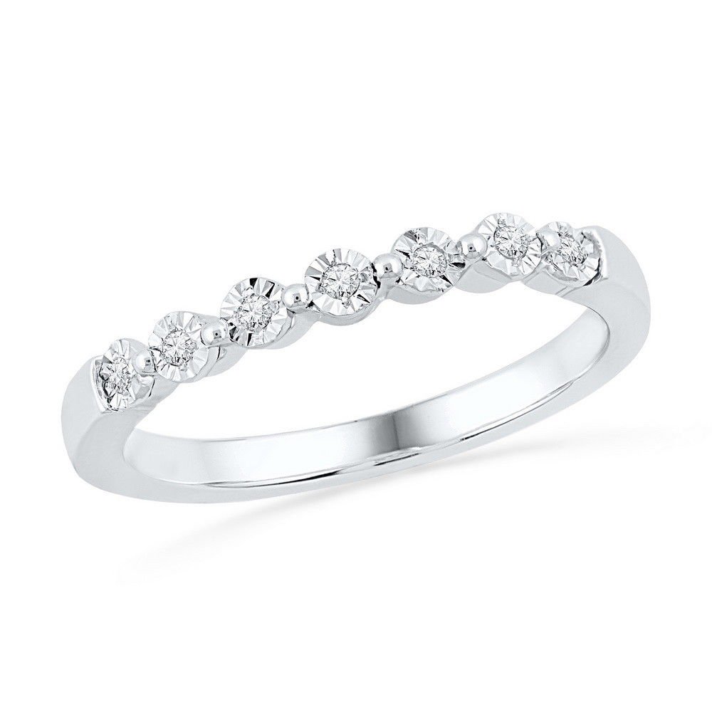 10k White Gold Womens Skinny Thin Diamond Anniversary BAND