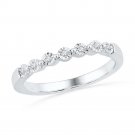 10k White Gold Womens Skinny Thin Diamond Anniversary BAND Wedding RING 1/10 Ct
