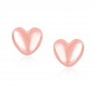 14k Rose Gold Puffed Heart Shape Shiny Earrings Womens Unique Fashion Accessory