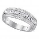 Sterling Silver Mens Round Diamond Band Wedding Anniversary Ring 1/4 Ctw