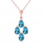 1.5 CTW 14K Solid Rose Gold Pyramid Blue Topaz Necklace