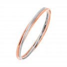 Textured Interlocking White and Rose Finish Bangle Bracelet in Sterling Silver