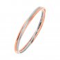 Textured Interlocking White and Rose Finish Bangle Bracelet in Sterling Silver