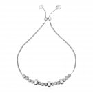 Adjustable Matte and Textured Bead Bracelet in Sterling Silver