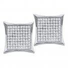 10k White Gold Diamond Earrings Round Cut Diamond Square Kite Cluster 1/20 Ctw