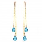2.5 Carat 14K Solid Gold Threaded Dangles Earrings Blue Topaz
