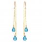 2.5 Carat 14K Solid Gold Threaded Dangles Earrings Blue Topaz