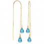2.5 Carat 14K Solid Gold Threaded Dangles Earrings Blue Topaz