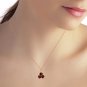 Womens Stylish Gemstone 14K Solid Rose Gold Necklace w/ Natural Garnets Pendant