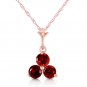 Womens Stylish Gemstone 14K Solid Rose Gold Necklace w/ Natural Garnets Pendant