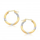 14k Two Tone Gold Womens Unique Polished Hoop Earrings 20 mm Fashion Accessories