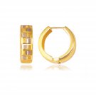 Womens Girls 14k Yellow Gold Reversible Textured Hinged Hoop Huggie Earrings