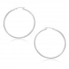 14k White Gold Polished Hoop Earrings (30mm)