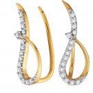 10k Yellow Gold Womens Round Diamond Climber Fashion Earrings 1/5 Cttw