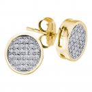 Ladies Brilliant Diamond EARRINGS 10k Yellow Gold Cluster Design 1/20 Carat Ct