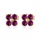 1.15 Carat 14K Solid Gold New Melody Amethyst Earrings Natural Gemstone Womens