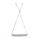 Adjustable Bar Bracelet with Diamonds in Sterling Silver