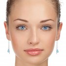 4.5 CTW 14K Solid White Gold Found Myself Blue Topaz Earrings Cute Fashion