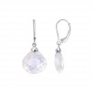 Earrings with Rainbow Moonstone Teardrops in Sterling Silver