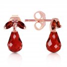 14K Solid Rose Gold Women's Beautiful Stud Fashion Earrings w/ Natural Garnets