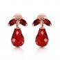 14K Solid Rose Gold Women's Beautiful Stud Fashion Earrings w/ Natural Garnets