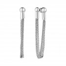 Womens Elegant Dangle Earrings with Fine Hanging Chains Solid Sterling Silver
