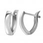 Womens 14K Solid White Gold Oval Hoop Huggies Earrings Cute Fashion Jewelry