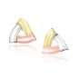 14k Tri-Color Gold Triangular Open Style Post Earrings Womens Unique Fashion