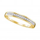 10k Yellow Gold Womens Round Diamond Band Wedding Anniversary Ring 1/10 Ctw
