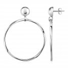 Womens Cute Hoop Earrings w/ Polished Circles Button Posts in Sterling Silver