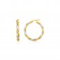 Womens Two-Tone Stylish Twisted Wire Round Hoop EARRINGS 10k Yellow & White Gold