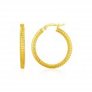 Womens Cute Textured Round Hoop Earrings Solid 10k Yellow Gold Best Accessories