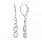 Sterling Silver Womens Round Diamond Infinity Dangle Fashion Earrings 1/5 Cttw