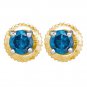 0.25 carat Blue Diamond Stud Solitaire Earrings 10k Yellow Gold Enhanced 4 Prong