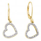 10k Yellow Gold Womens Diamond Heart Shape Fashion Earrings Elegant 1/20 Cttw