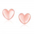 Solid 14k Rose Gold Puffed Heart Shape Shiny Earrings Womens Girls Cute Fashion