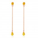 14K Solid Rose Gold Cute Women's Chandelier Fashion Earrings w/ Citrines