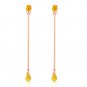 14K Solid Rose Gold Cute Women's Chandelier Fashion Earrings w/ Citrines