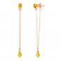 14K Solid Rose Gold Cute Women's Chandelier Fashion Earrings w/ Citrines