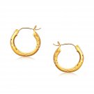14k Yellow Gold Fancy Diamond Cut Hoop Earrings (5/8 inch Diameter) Womens