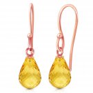 14K Solid Rose Gold Women's Cute Fish Hook Fashion Earrings with Citrines
