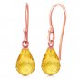 14K Solid Rose Gold Women's Cute Fish Hook Fashion Earrings with Citrines
